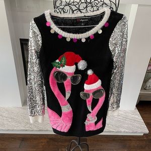 Ladies Ugly Christmas Flamingo Sweater